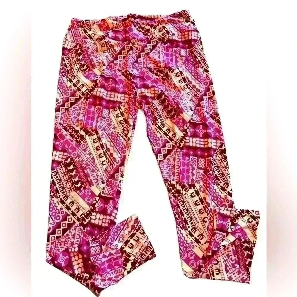 Lularoe TC pink& purple Aztec tribal leggings with camels! NWOT.